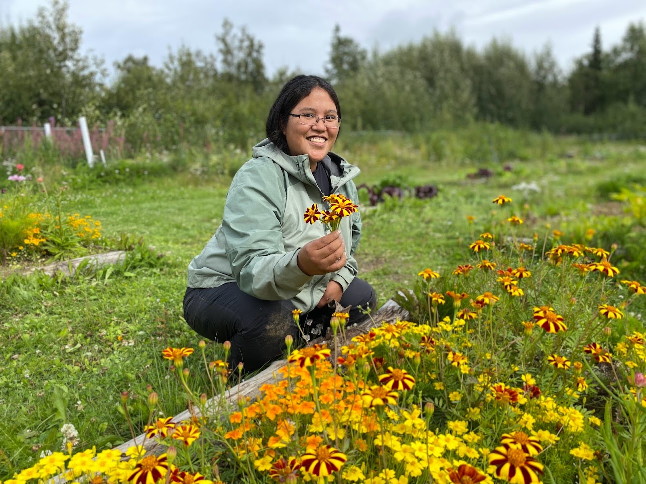 Fresh vegetable harvest at Tyonek Community Garden