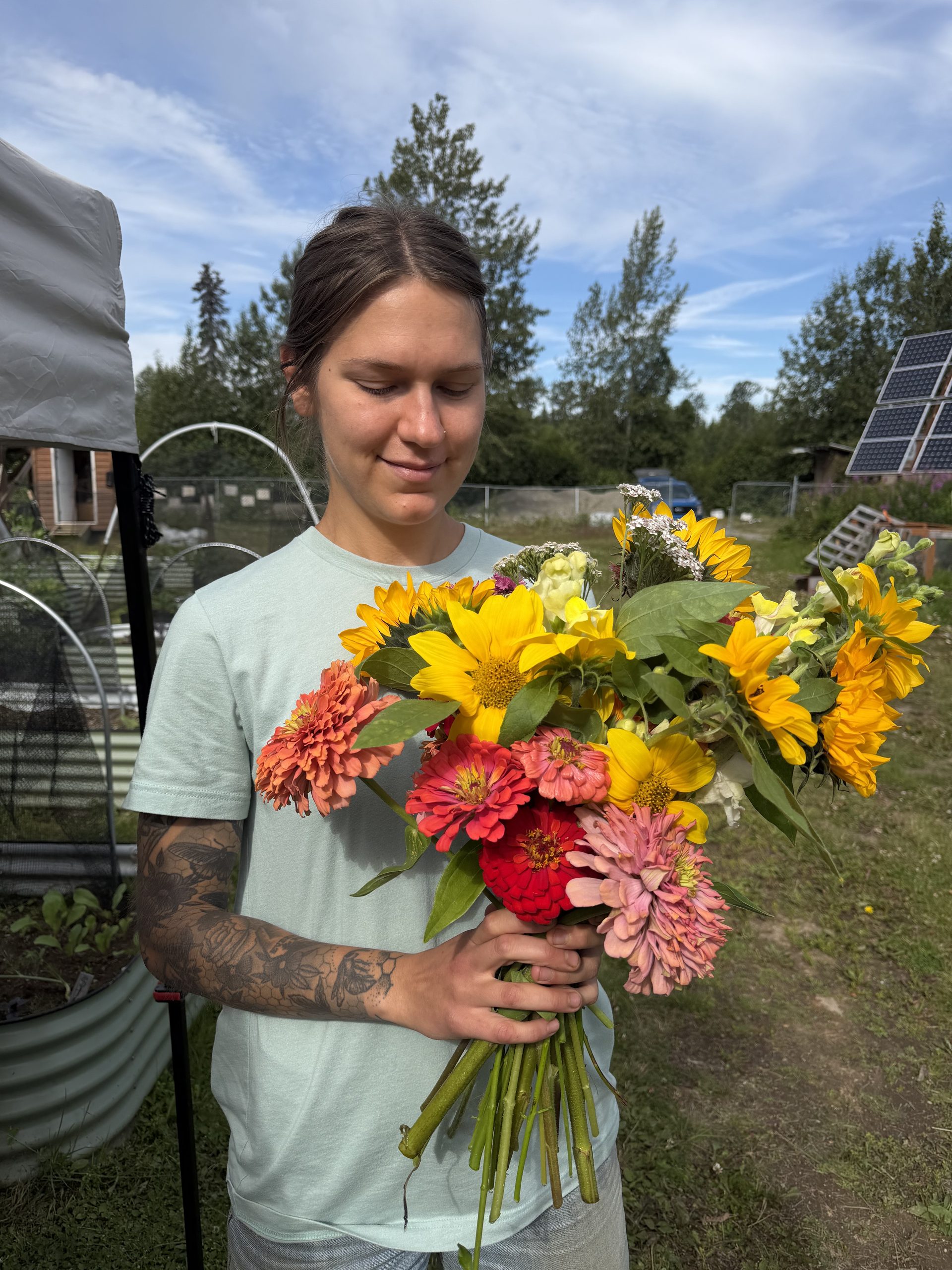 TYCS summer interns working in Tyonek Garden