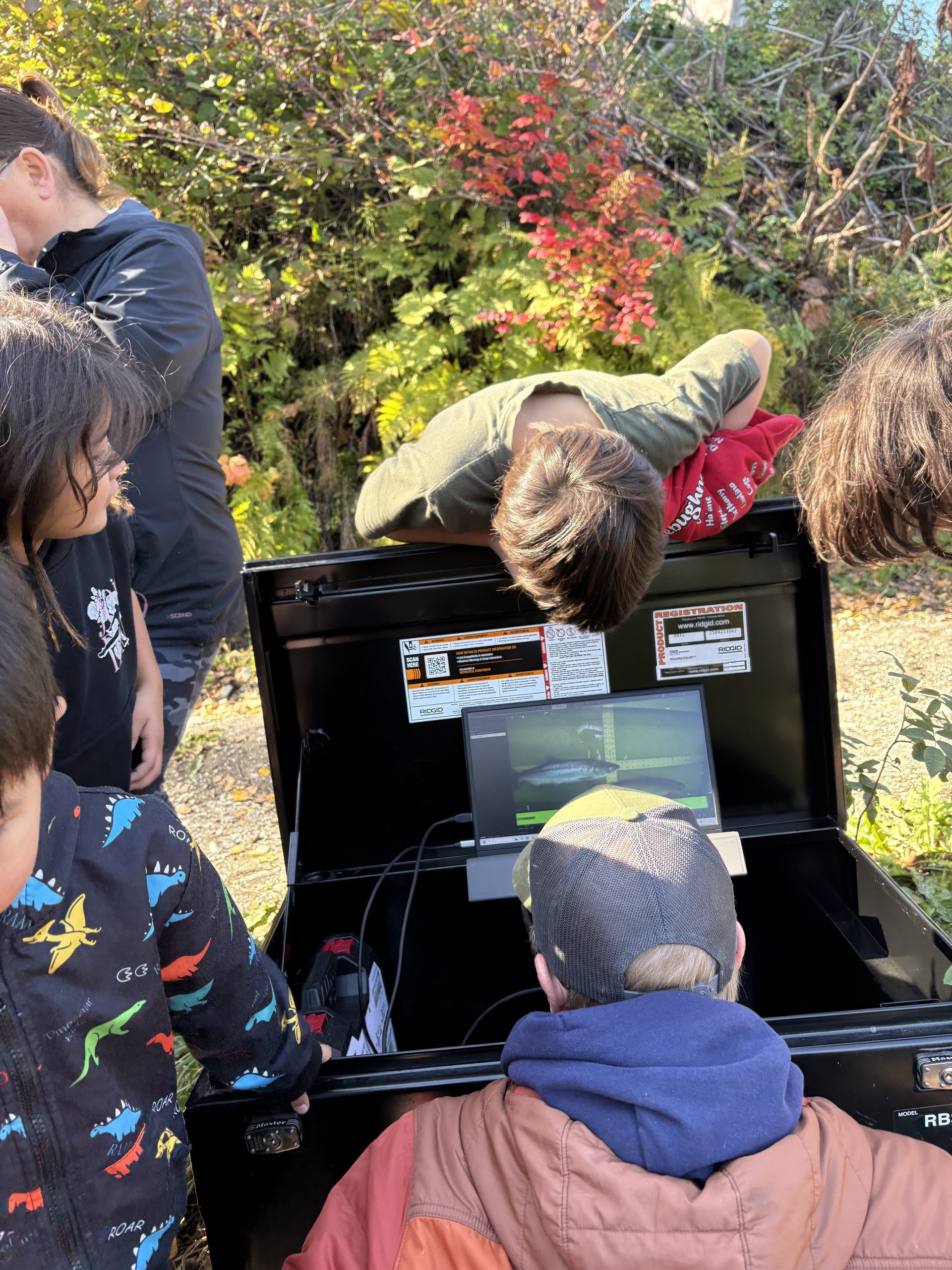 Tebughna School youth field trip at Indian Creek weir